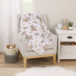 Disney B is for Bambi Tan, Gray, and White Super Soft Plush Baby Blanket