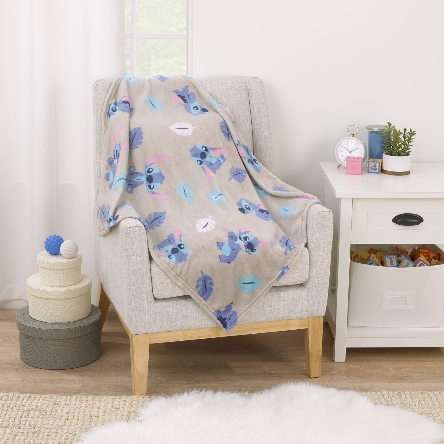 Disney Stitch Gray, Blue, Aqua, and White Super Soft Plush Baby Blanket