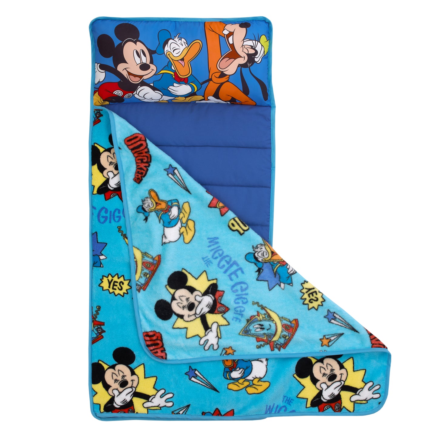 Disney Mickey Mouse Funhouse Crew Blue, Red and Yellow, Funny, Donald Duck, and Goofy Toddler Nap Mat