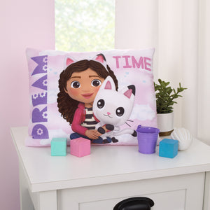 DreamWorks Gabby's Dollhouse Dream It Up Pink and Purple Pandy Paws Decorative Toddler Pillow