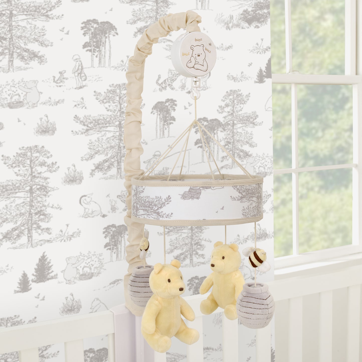 Disney Classic Pooh Hunny Fun with Bees and Honeypot Taupe Musical Mobile