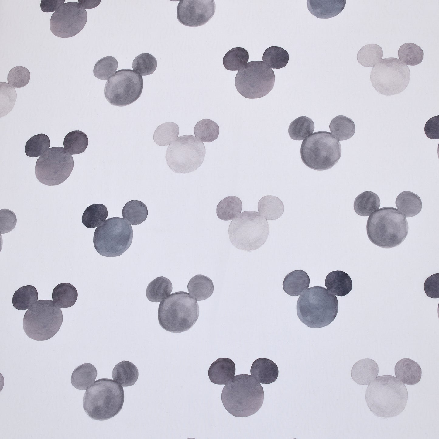 Disney Mickey Mouse - Black, White and Gray Watercolor Mickey Ears Nursery Fitted Crib Sheet