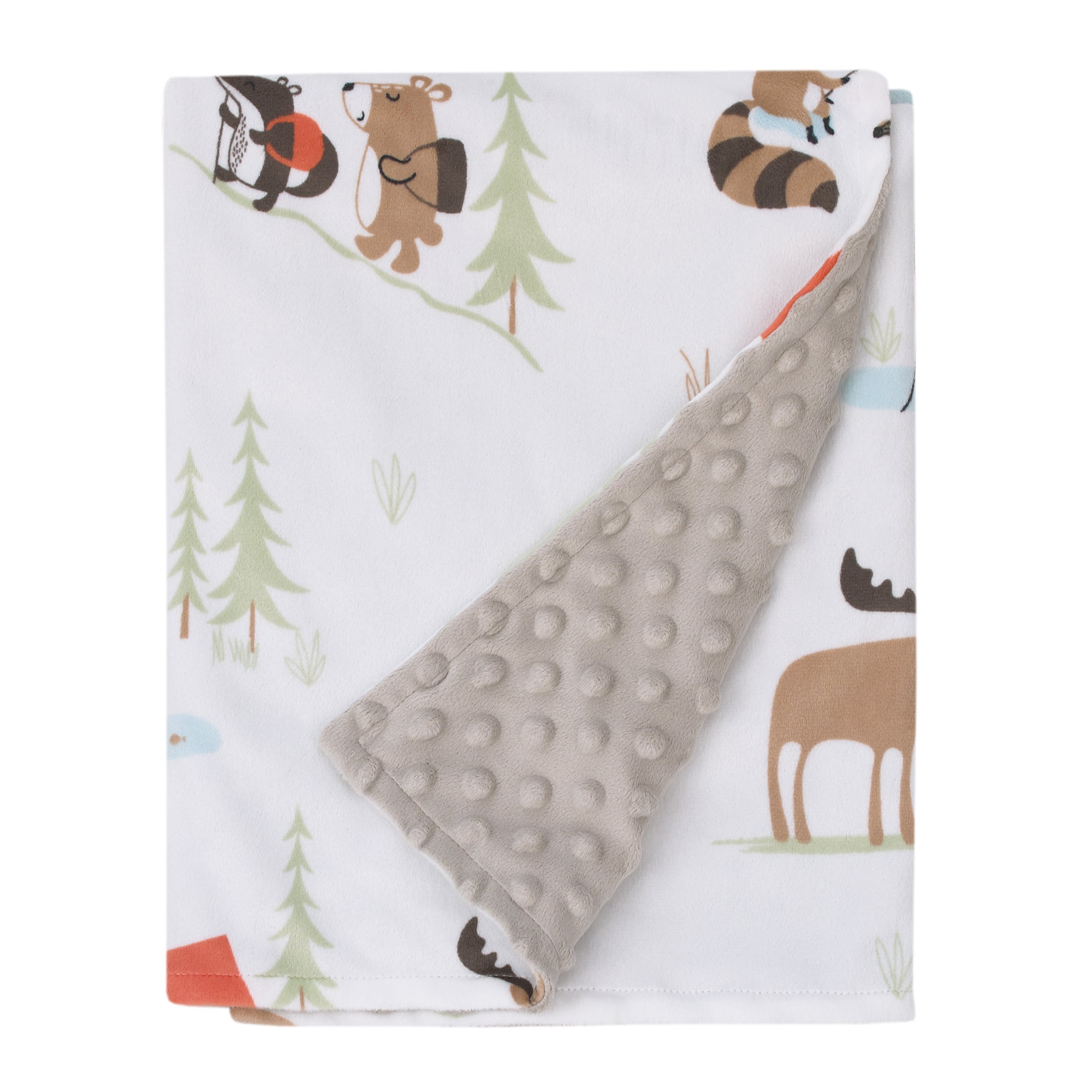 Little Love by NoJo Camping White Gray and Orange Moose Tents and Fishing Super Soft Baby Blanket NoJo Baby