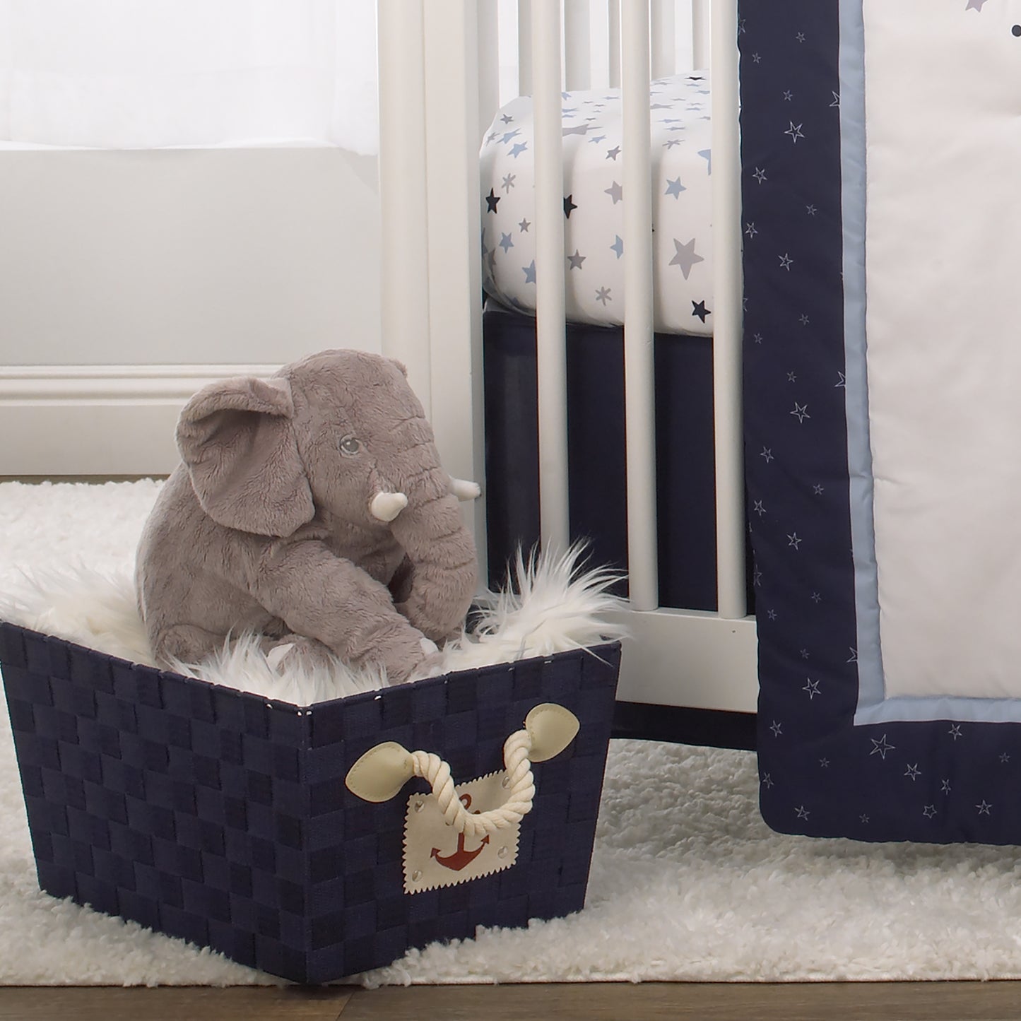 Little Love by NoJo Shine On My Love - Boy Stars Navy, Light Blue and White Fitted Crib Sheet