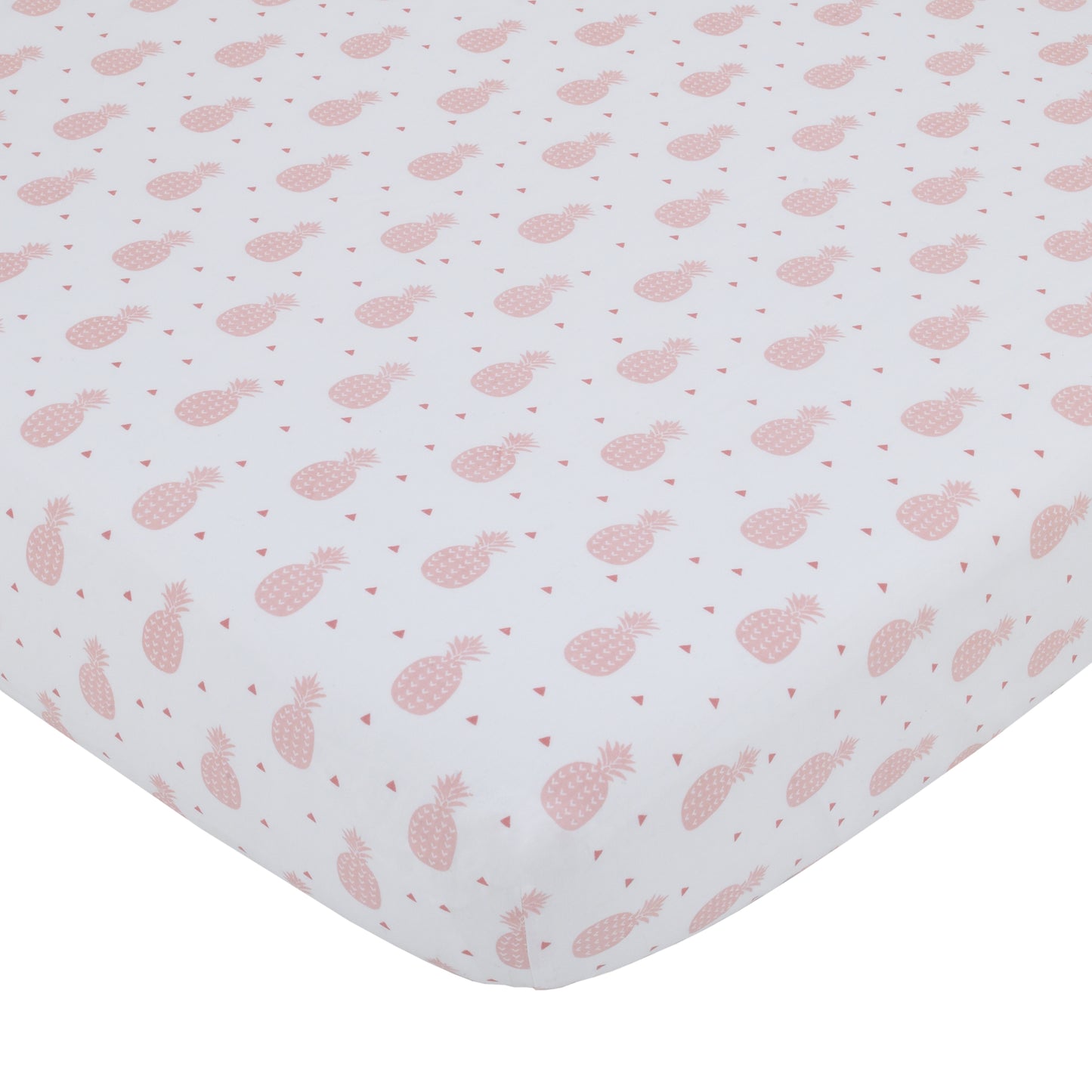 NoJo Tropical Flamingo Pink & White 100% Cotton 4 Piece Nursery Crib Bedding Set - Embroidered Quilt, Fitted Sheet, Dust Ruffle, and Diaper Stacker