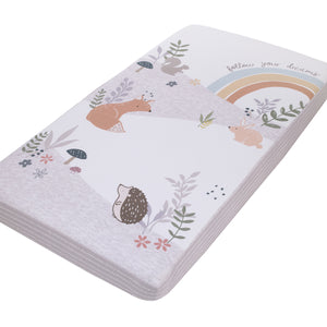 Ever & Ever Woodland Gray, White, Tan, and Gold Rainbow Follow Your Dreams 100% Cotton Nursery Photo Op Fitted Crib Sheet