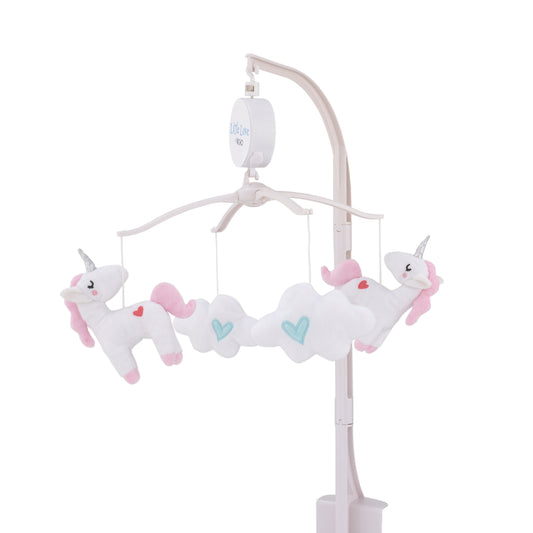 Little Love by NoJo Rainbow Unicorn Aqua and White Musical Mobile with Unicorns and Clouds