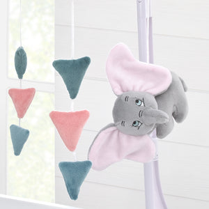 Disney Dumbo Hello Baby Grey, White, Rose and Teal Circus Banner Musical Mobile