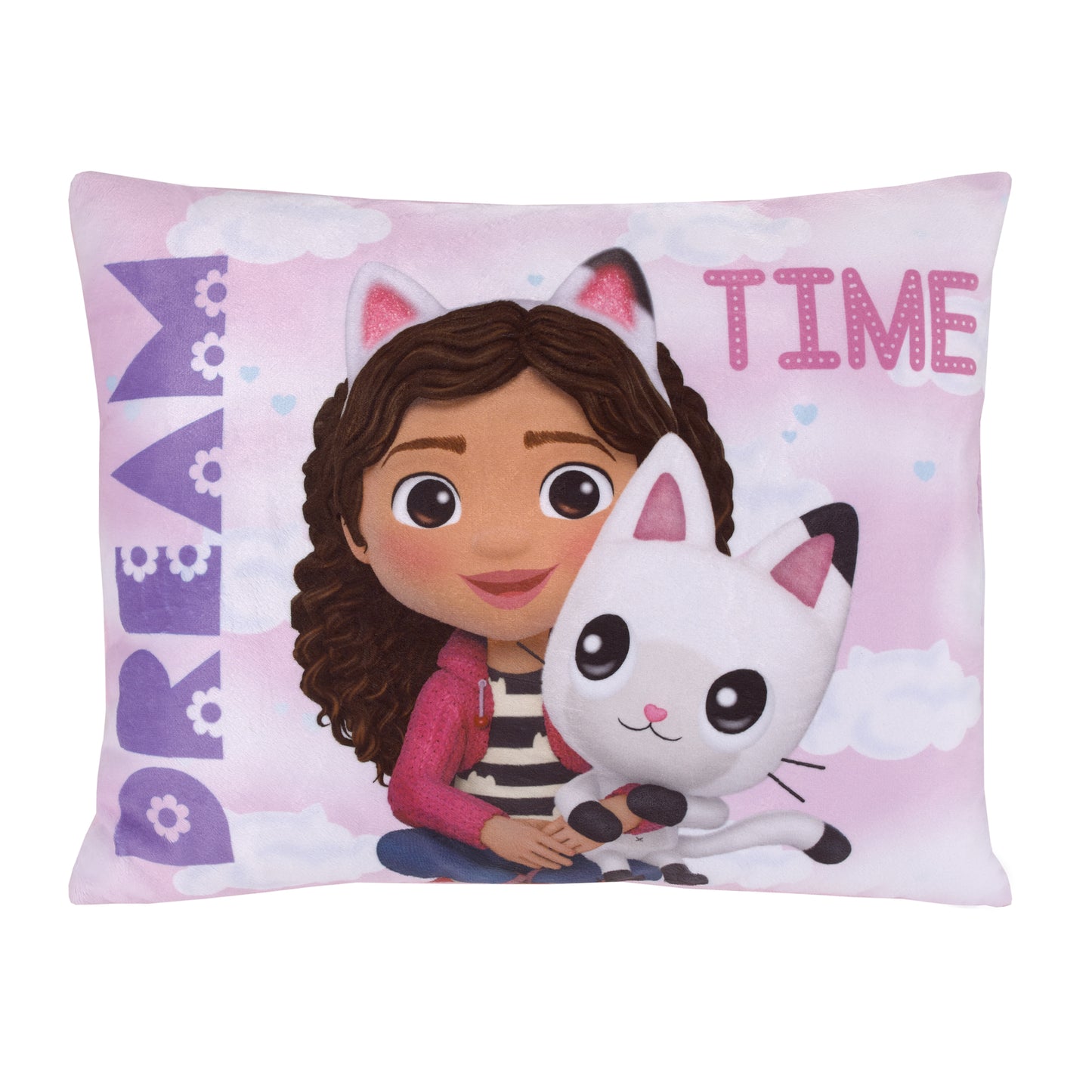 DreamWorks Gabby's Dollhouse Dream It Up Pink and Purple Pandy Paws Decorative Toddler Pillow