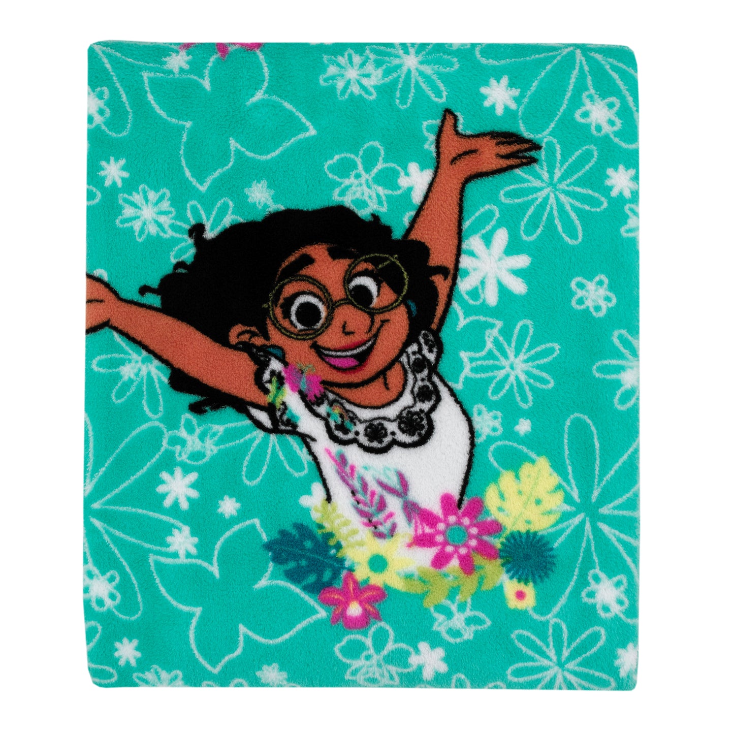 Disney Encanto Tropical Delight Turquoise, Pink, and Teal, Mirabel, Flowers, and Butterflies Super Soft Toddler Blanket