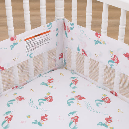 Disney Ariel Watercolor Wishes Aqua, White, and Orange Secure-Me Crib Liner