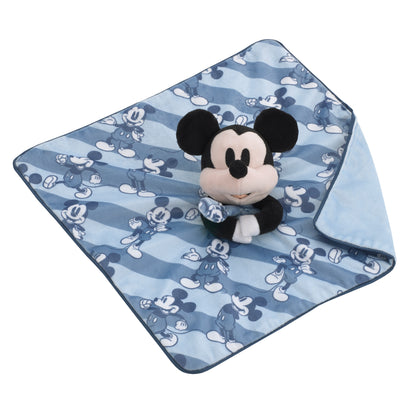 Disney Mickey Mouse Blue, White and Black Lovey Security Blanket