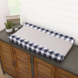 Little Love by NoJo National Park Navy Buffalo Check, Gray Super Soft Changing Pad Cover