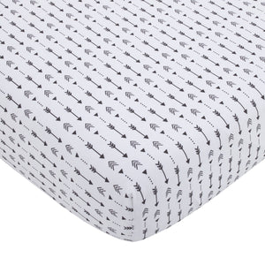 Little Love by NoJo Little Man Cave Grey, Red, Black and Ivory, Bear, Fox, Moose, Buffalo Check and Arrows Rustic 3 Piece Nursery Crib Bedding Set - Comforter, Fitted Crib Sheet and Crib Skirt