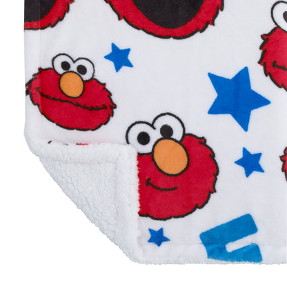 Sesame Street Elmo, Red, Blue, Yellow, Green, and White with Stars Super Soft Baby Blanket