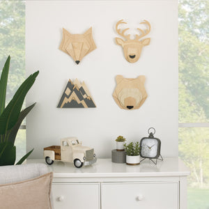 Bear Head Layered Natural Wood Nursery Wall Décor