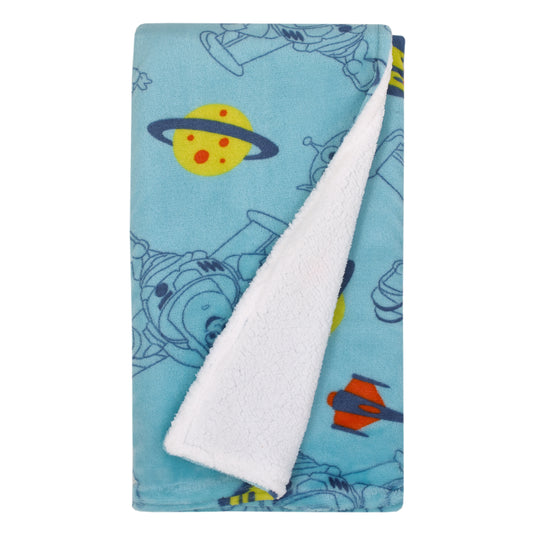 Toy Story Aqua, Lime and Orange Buzz Lightyear Super Soft Sherpa Baby Blanket