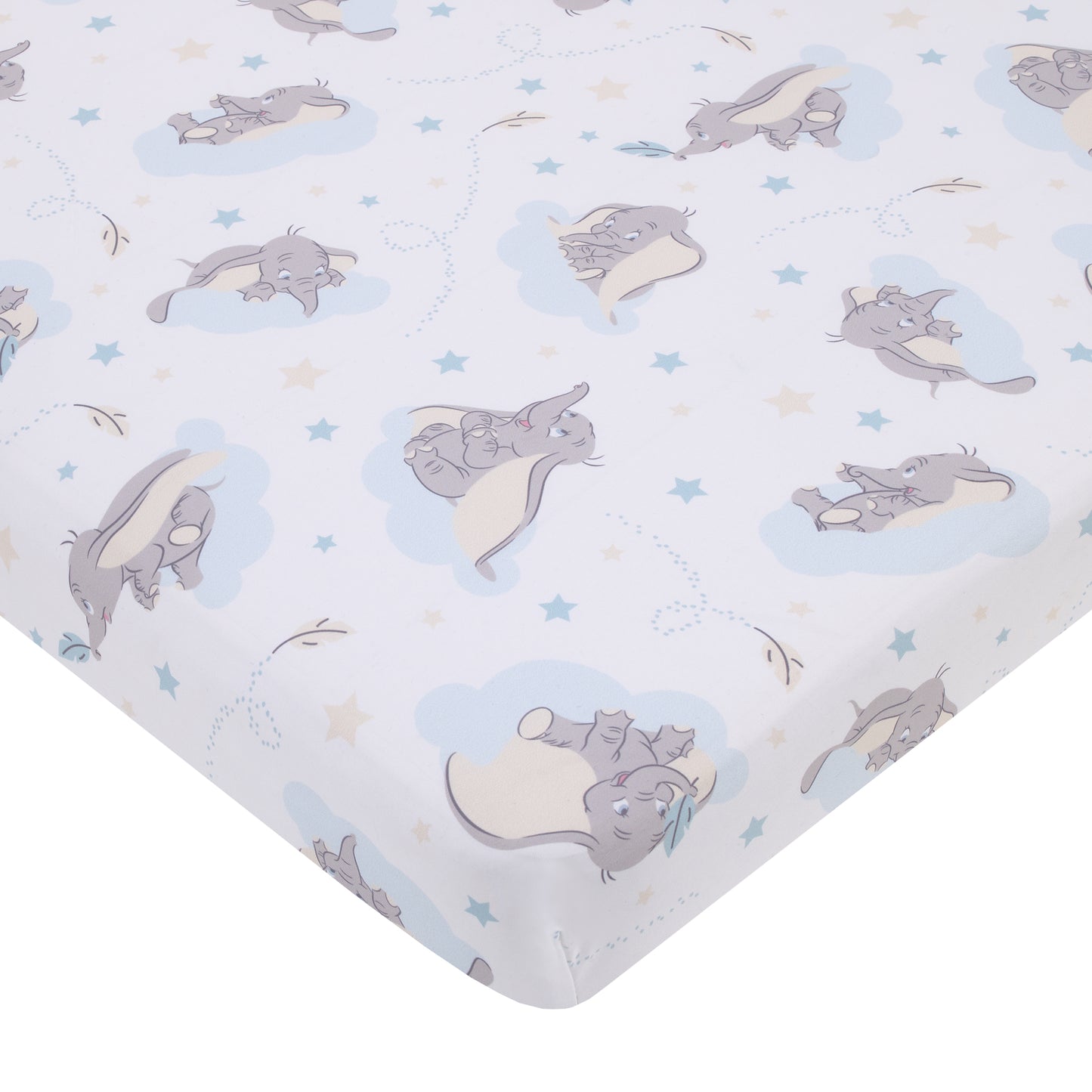 Disney Dumbo Light Blue, Gray, and White Super Soft Nursery Fitted Mini Crib Sheet