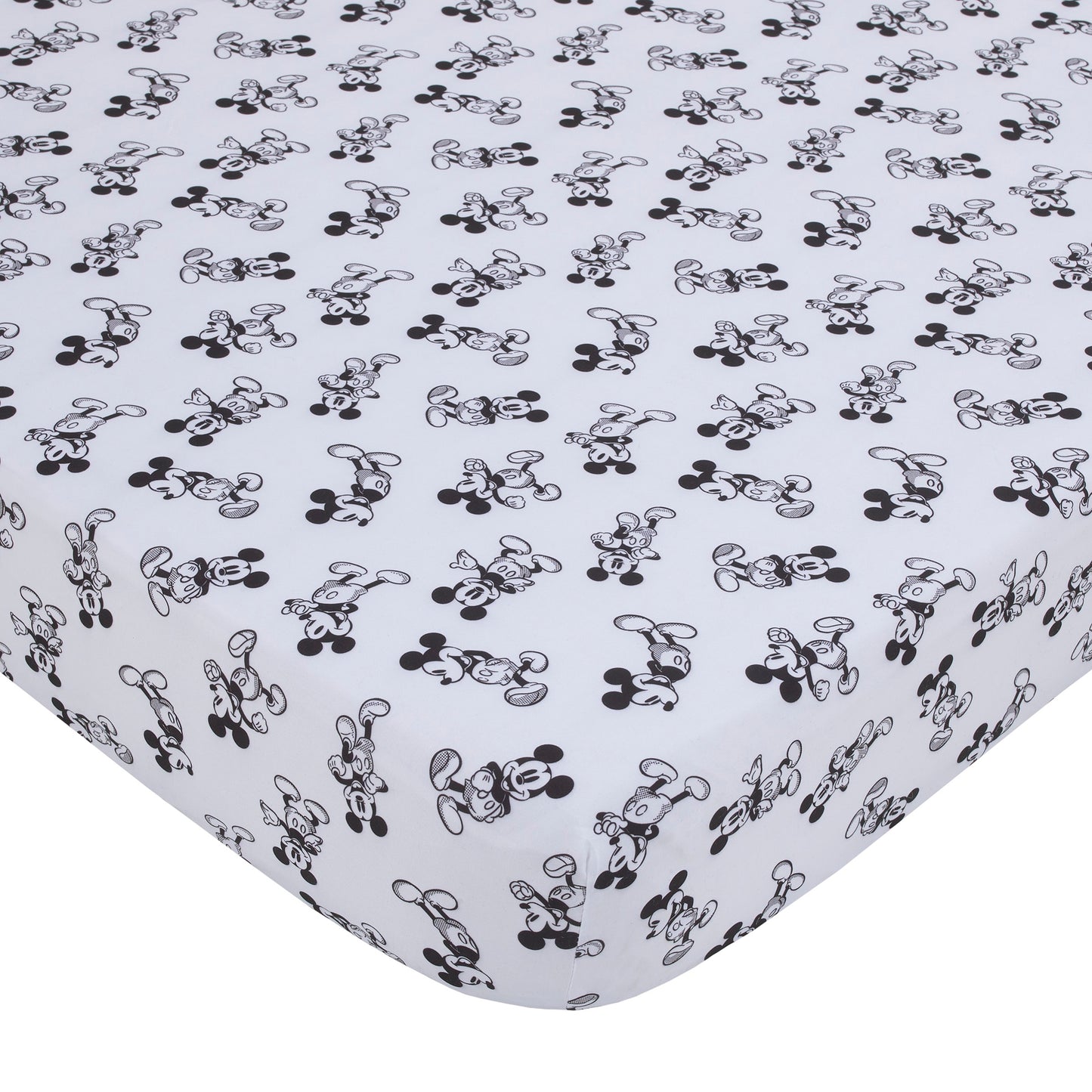 Disney Mickey Mouse - Timeless Mickey White and Black Fitted Crib Sheet