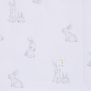 Ever & Ever Sweet Bunny White, Pink, and Gray Super Soft Plush Sherpa Baby Blanket