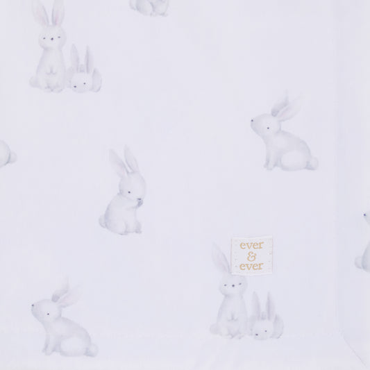 Ever & Ever Sweet Bunny White, Pink, and Gray Super Soft Plush Sherpa Baby Blanket