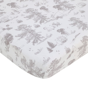 Disney Classic Pooh Hunny Fun with Piglet and Eeyore The Hundred Acre Woods Taupe 3 Piece Nursery Crib Bedding Set - Comforter, 100% Cotton Fitted Crib Sheet, and Crib Skirt