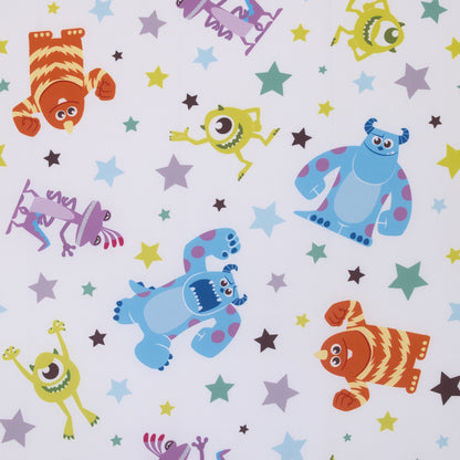 Disney Monsters Inc. Blue, Green, Orange and White, Sully and Mike Super Soft Nursery Fitted Mini Crib Sheet