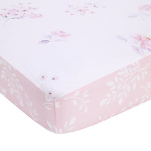 Ever & Ever Flower Bunny Pink, White, and Lavender Bunny Ears 100% Cotton Nursery Photo Op Fitted Crib Sheet