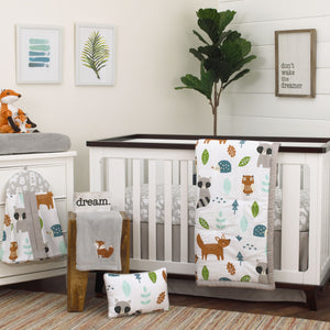 NoJo Dreamer Little Woodland Friends 8 Piece Nursery Crib Bedding Set