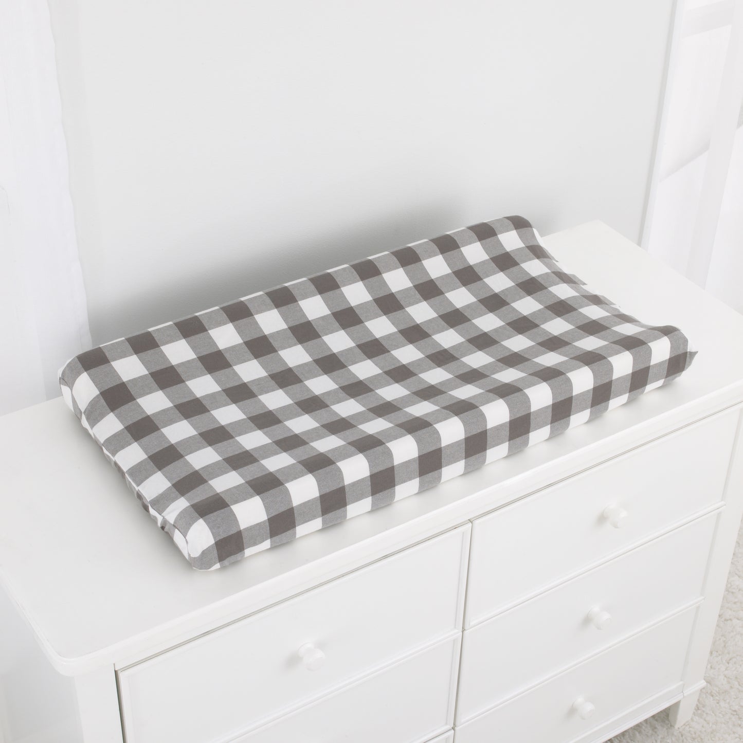 NoJo Grey and White Buffalo Check Changing Pad Cover