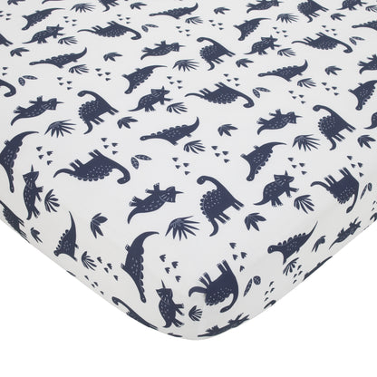 Carter's Dino Adventure Gray and Blue 3 Piece Crib Bedding Set - Comforter, Fitted Crib Sheet, and Crib Skirt