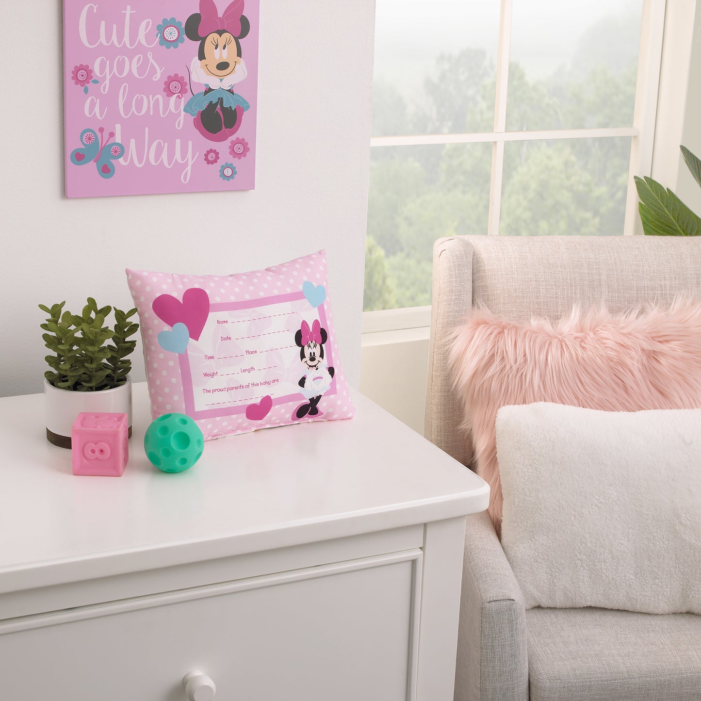 Disney Minnie Mouse Decorative Keepsake Pillow – Personalized Birth Pillow