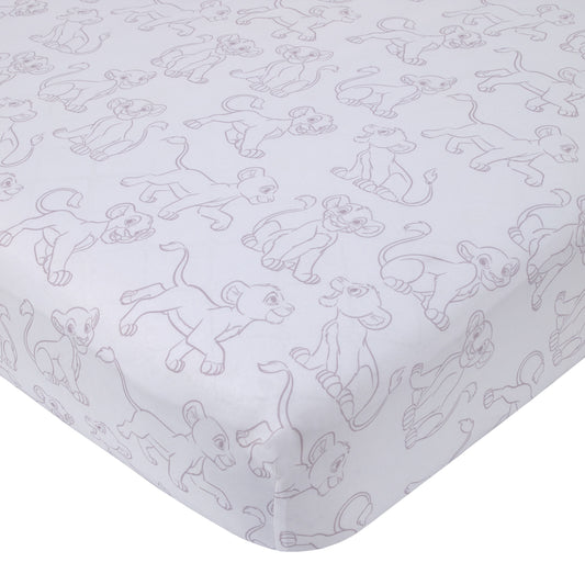 Disney Lion King - Wild About You Taupe and White Simba Fitted Crib Sheet