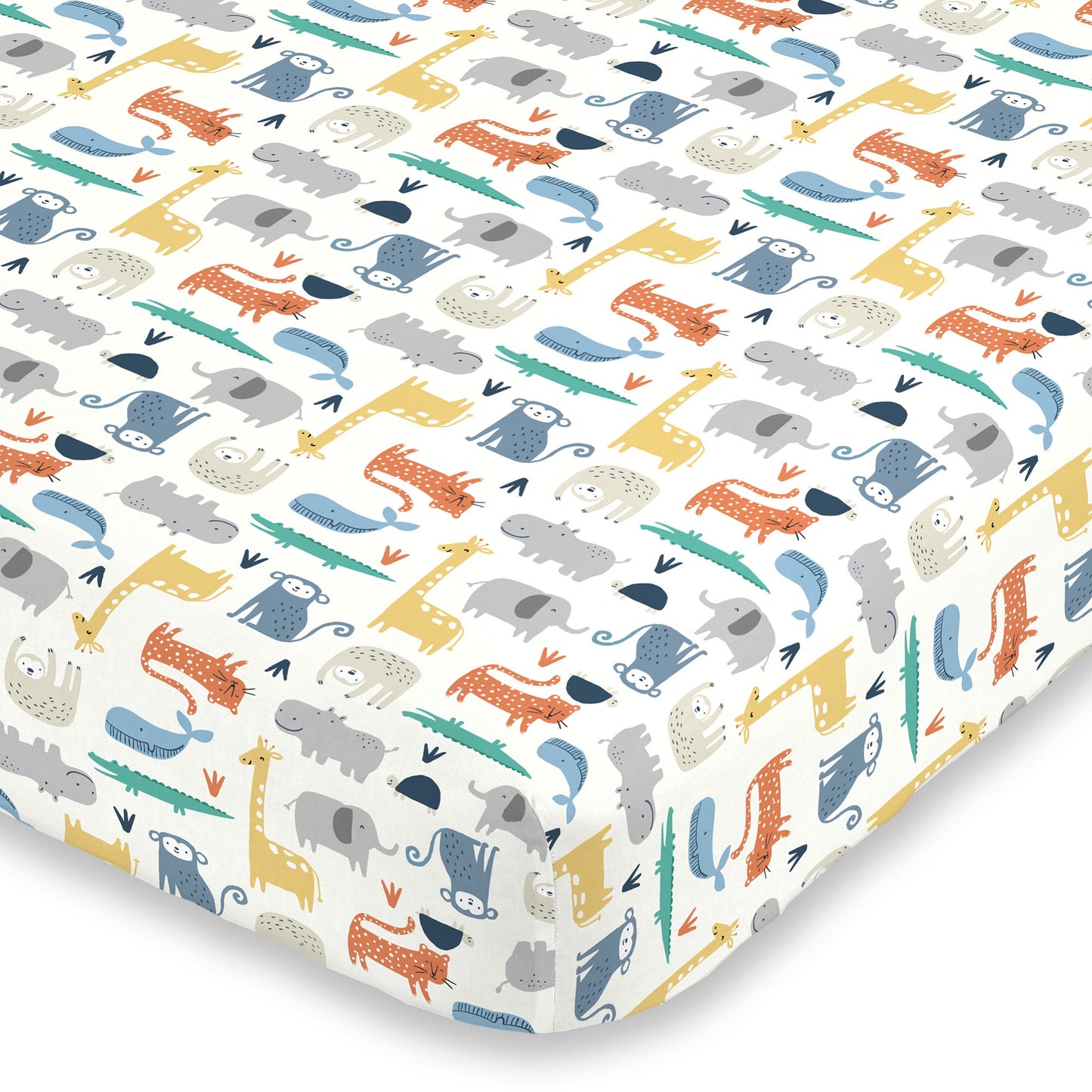 Carter's Colorful Modern Safari Animals Super Soft Mini Crib Fitted Sheet