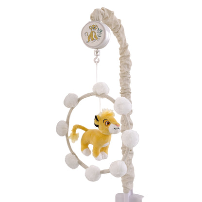 Disney Lion King White, Taupe and Gold Plush Simba Future King Pom Pom Musical Mobile