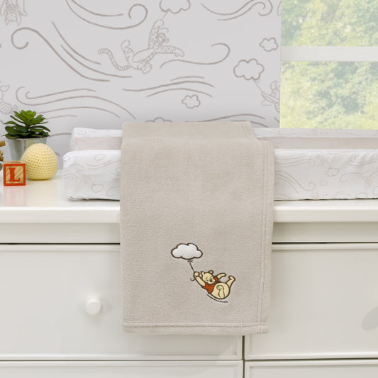 Disney Winnie the Pooh - Blustery Day Grey Cloud Super Soft Baby Blanket with Applique