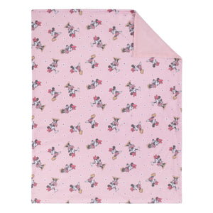 Minnie Mouse Hello Gorgeous Deluxe Reversible Baby Blanket, Pink, White