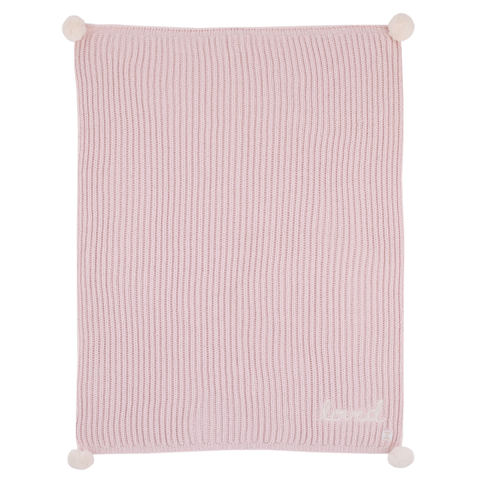Ever & Ever Loved Pink Chenille Super Soft Pom Pom Baby Blanket with Embroidery