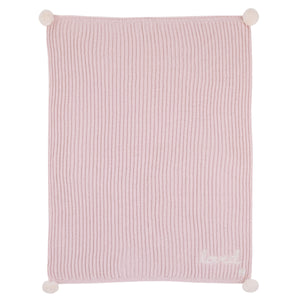 Ever & Ever Loved Pink Chenille Super Soft Pom Pom Baby Blanket with Embroidery