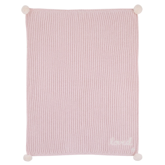 Ever & Ever Loved Pink Chenille Super Soft Pom Pom Baby Blanket with Embroidery