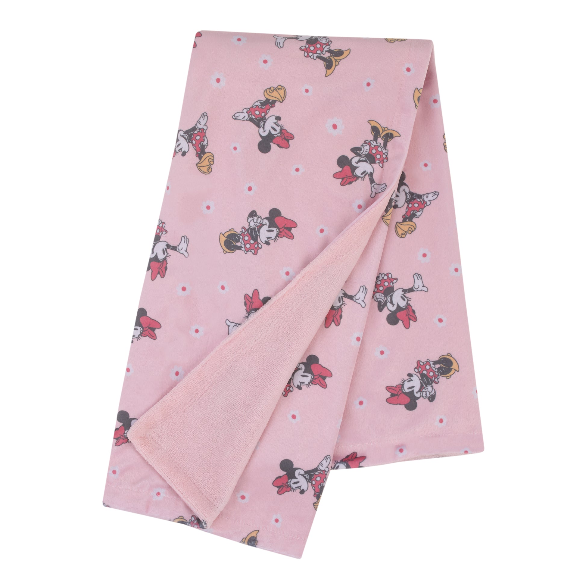 Minnie Mouse Hello Gorgeous Pink and White Deluxe Reversible Super Soft Baby Blanket