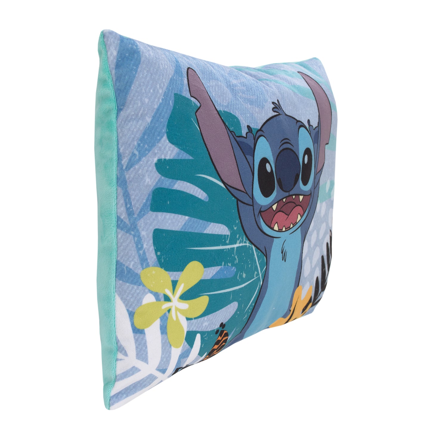 Disney Stitch Weird But Cute Blue, Teal and Coral Super Soft Decorative Toddler Pillow