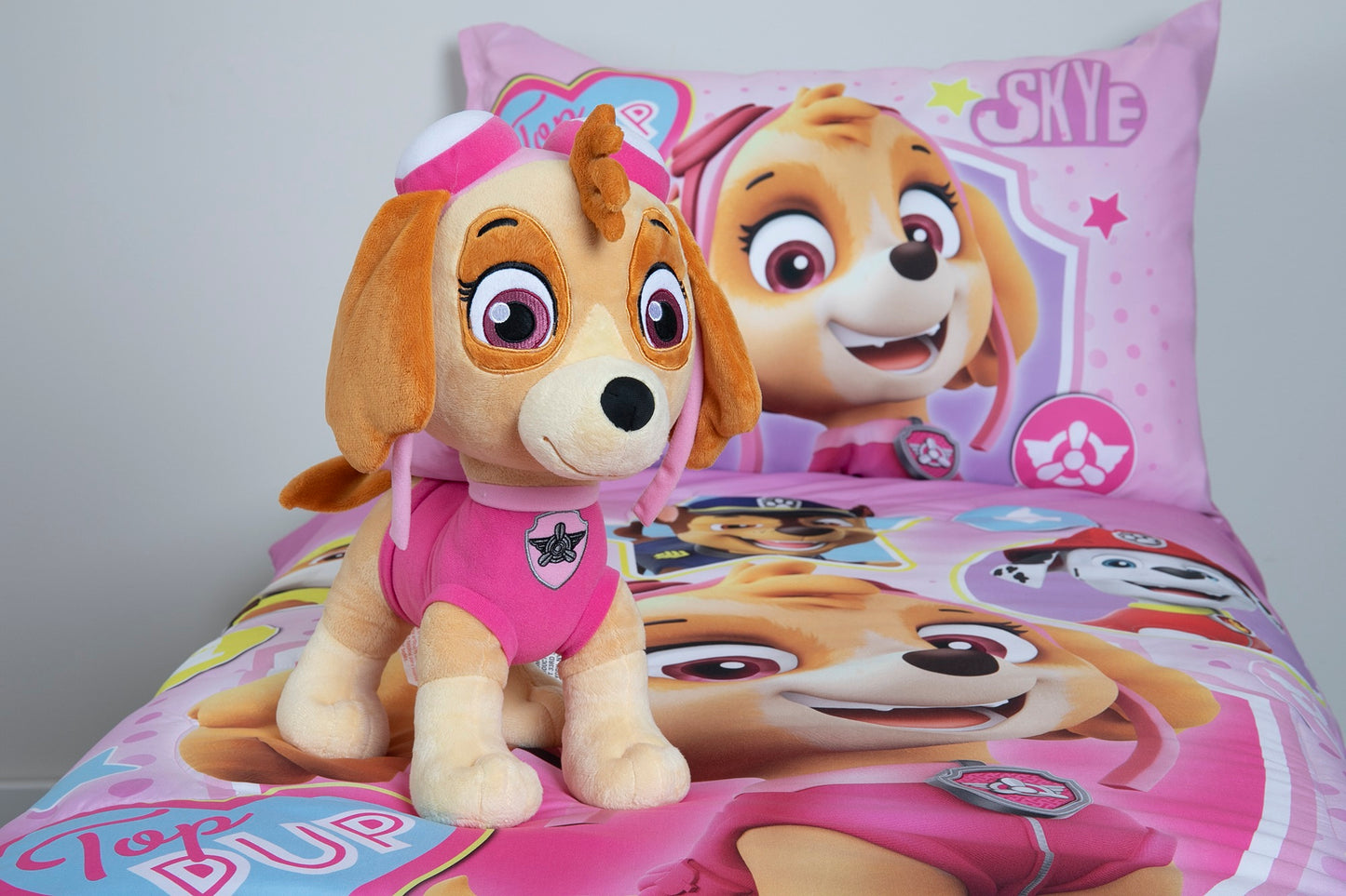 NoJo Paw Patrol Skye Plush Toddler Cuddle Pillow Pink and Tan