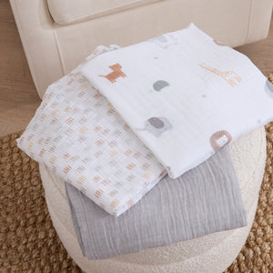 mini by Motherhood - Jungle Nest 3 Pack Muslin Swaddle Blankets