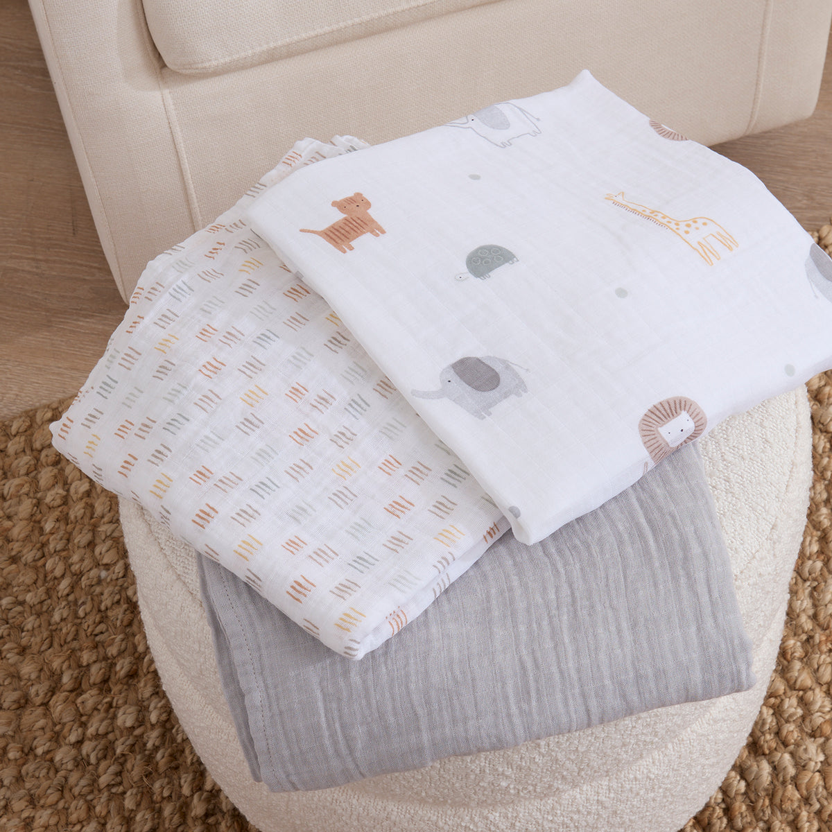 mini by Motherhood - Jungle Nest 3 Pack Muslin Swaddle Blankets