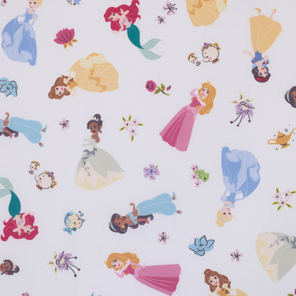 Disney Princess Pink, Blue, Yellow, and White Super Soft Nursery Fitted Mini Crib Sheet