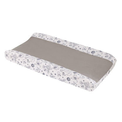 Disney Monsters, Inc. Cutest Little Monster Gray, and White Contoured Changing Pad Cover