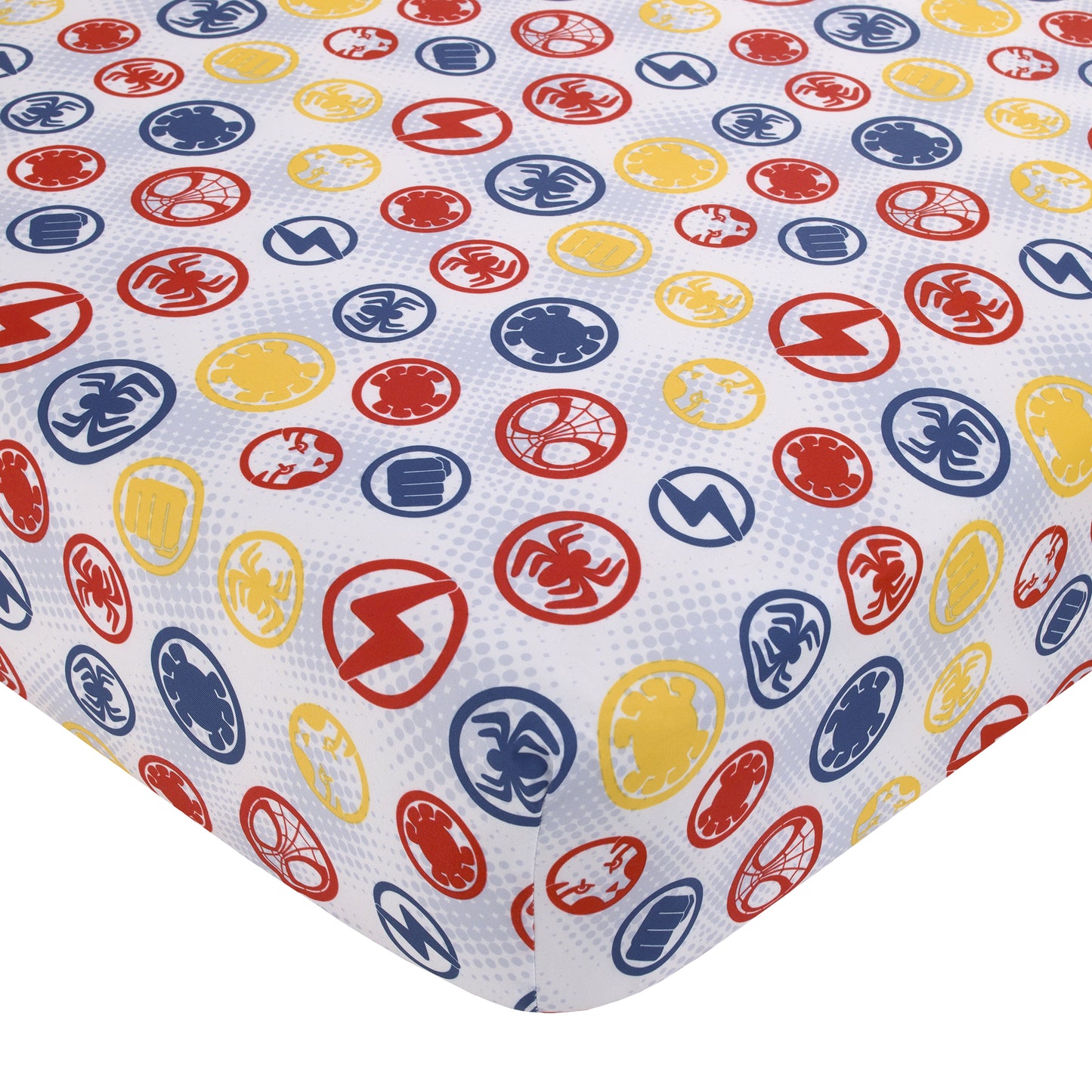 Marvel Spidey and His Amazing Friends Blue, Red, Yellow, and Green, Team Up 4 Piece Toddler Bed Set - Comforter, Fitted Bottom Sheet, Flat Top Sheet, and Reversible Pillowcase