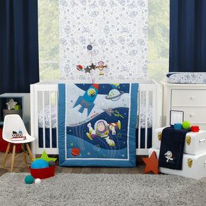 NoJo Disney Toy Story Outta This World Blue and White Nursery Fitted Crib Sheet