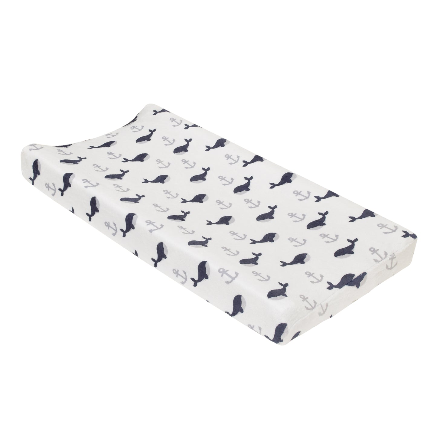 NoJo Nantucket Adventure Super Soft White and Blue Whale and Anchor Changing Pad Cover